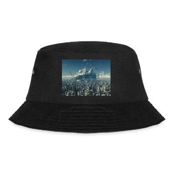 Huge spaceship in a big city - Bucket Hat - black - Front - Lela (165cm)