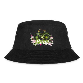 grünes Fahrrad mit ganz viel Liebe gestaltet - Bucket Hat - Schwarz - Vorne - Lela (165cm)