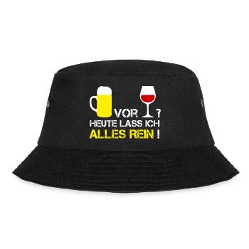 Mallorca BIER VOR WEIN? HEUTE LASS ICH ALLES REIN! - Bucket Hat - Schwarz - Vorne - Lela (165cm)