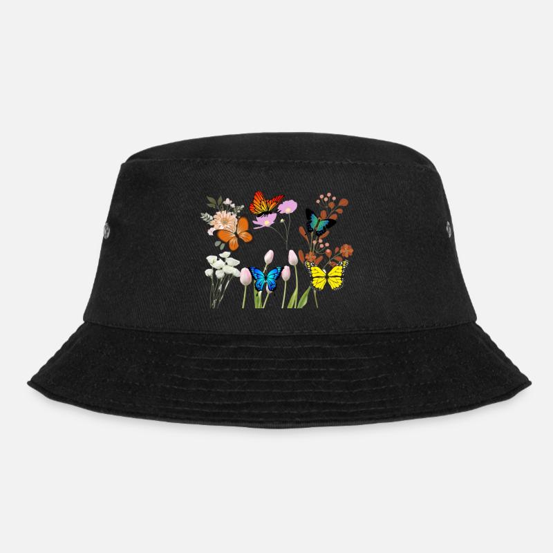 Blumen - Bucket Hat - Schwarz