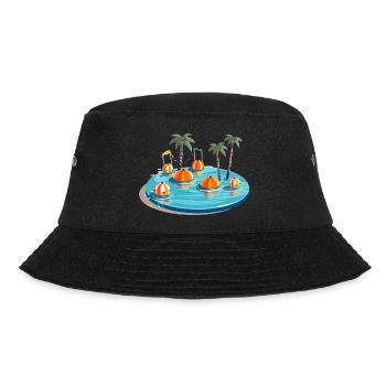 Schwimmbad, Palmen und Luftballons - Bucket Hat - Schwarz - Vorne - Lela (165cm)