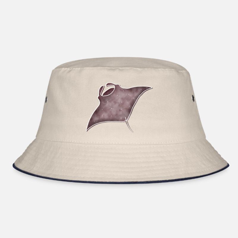 "Manta", Boho Line Art Design, Series "Ocean" Bucket Hat