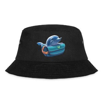 Niedlicher Delfin guckt aus einer Bauchtasche - Bucket Hat - Schwarz - Vorne - Lela (165cm)