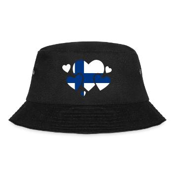 Finnland Flagge Suomi Finnische Fahne Used Look - Bucket Hat - Schwarz - Vorne - Lela (165cm)