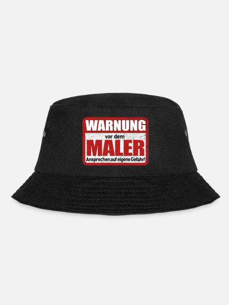 Lustiges Maler Warnschild Motiv - Bucket Hat - Schwarz