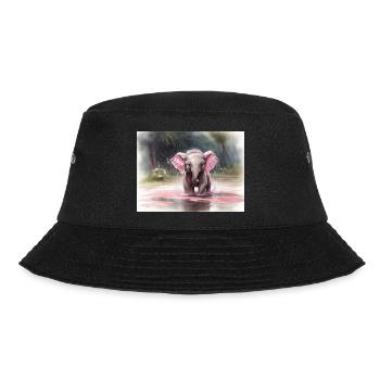 grauer Elefant mit rosa Ohren - Bucket Hat - Schwarz - Vorne - Lela (165cm)