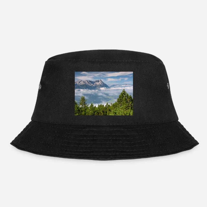 Blick vom Wank auf Alpspitze und Zugspitze - Bucket Hat - Schwarz