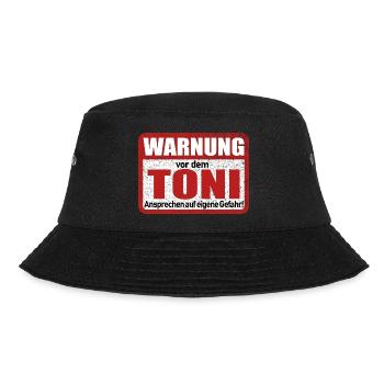 Toni Name Lustiges Warnschild - Bucket Hat - Schwarz - Vorne - Lela (165cm)