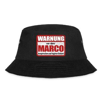 Marco Name Lustiges Warnschild - Bucket Hat - Schwarz - Vorne - Lela (165cm)