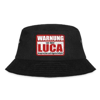Luca Name Lustiges Warnschild - Bucket Hat - Schwarz - Vorne - Lela (165cm)