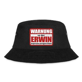 Erwin Name Lustiges Warnschild - Bucket Hat - Schwarz - Vorne - Lela (165cm)