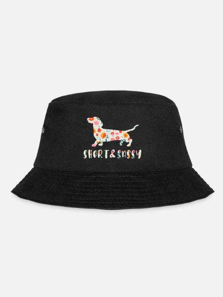 Kleiner und frecher Dackel blumig - Bucket Hat - Schwarz