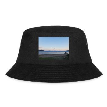 Urlaub, Strand, Meer, Sonne, Sonnenuntergang - Bucket Hat - Schwarz - Vorne - Lela (165cm)