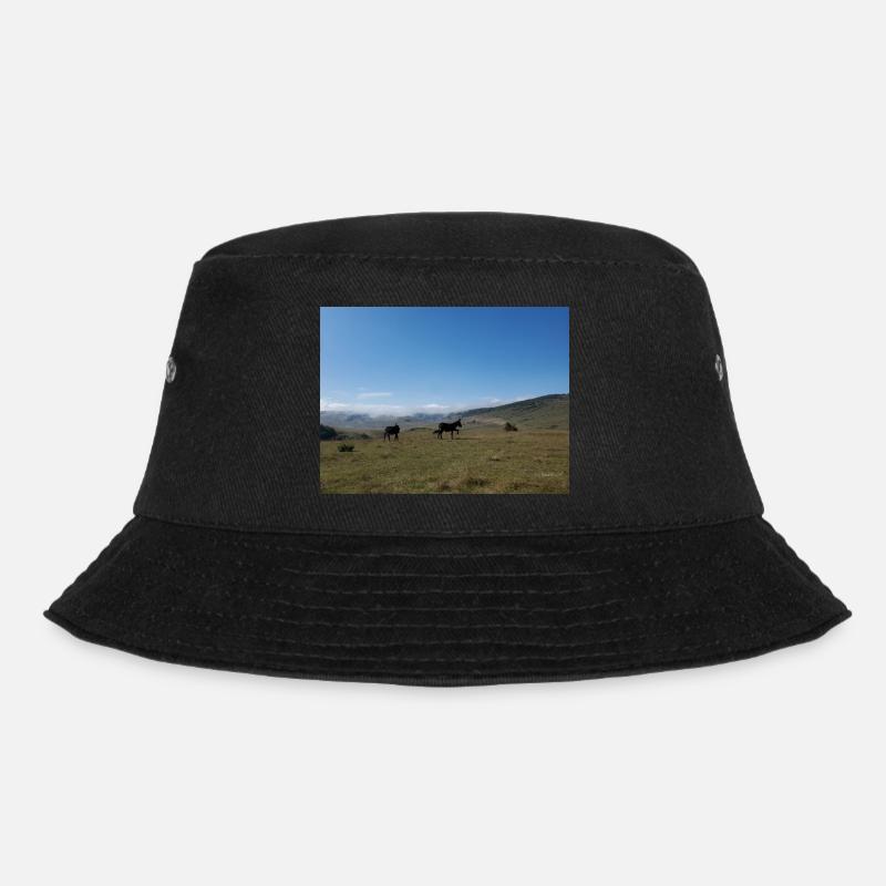 Donkeys, Mountains, Meadows - Bucket Hat - black