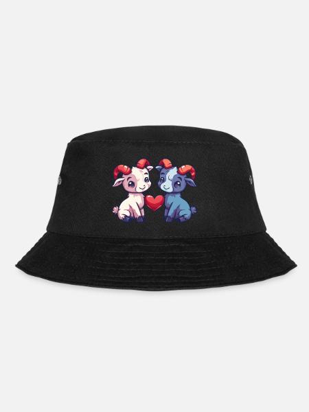 Bergziege Comic Paar Liebe - Bucket Hat - Schwarz