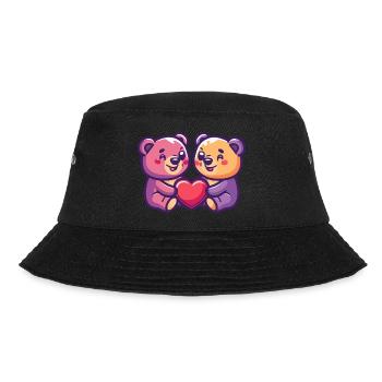 Bär Paar Liebe Couple Verliebt - Bucket Hat - Schwarz - Vorne - Lela (165cm)