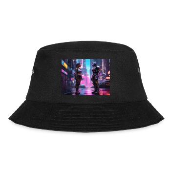 Cyberpunk Girl and Cyborg - Bucket Hat - Schwarz - Vorne - Lela (165cm)