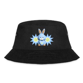 Sterne in Hellblau mit süßem Hase. - Bucket Hat - Schwarz - Vorne - Lela (165cm)