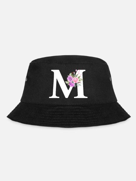 Lila Blumenbuchstabe m - Bucket Hat - Schwarz