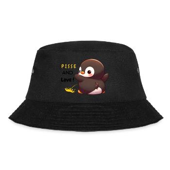 Humorvolle Ausdrücke "Pisse und Love Penguin" - Bucket Hat - Schwarz - Vorne - Lela (165cm)