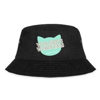 Wolkin's Whiskers- A cat logo - Bucket Hat - black - Front - Lela (165cm)