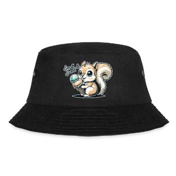 Niedliches Cartoon-Eichhörnchen mit Eiscreme - Bucket Hat - Schwarz - Vorne - Lela (165cm)