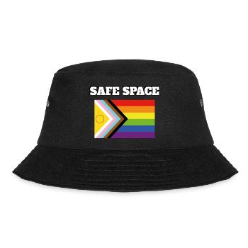 Inklusive Pride Pride SICHERER RAUM - Bucket Hat - Schwarz - Vorne - Lela (165cm)