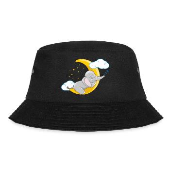 Niedliches Elefantenbaby, das auf dem Mond schläft - Bucket Hat - Schwarz - Vorne - Lela (165cm)