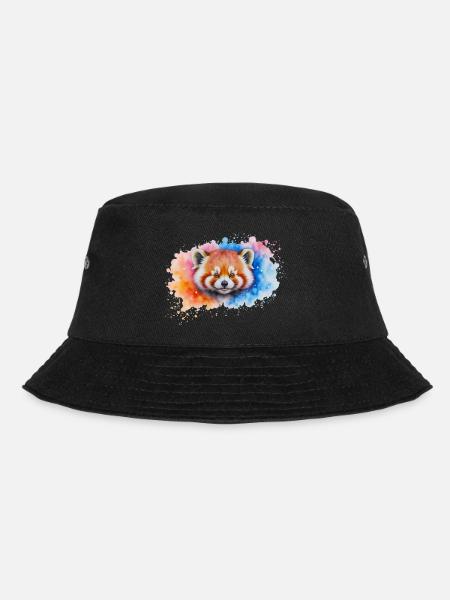 Wasserfarbener Roter Panda Splash - Bucket Hat - Schwarz