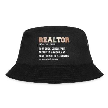 Lustiger Immobilienmakler - Makler Definition - Bucket Hat - Schwarz - Vorne - Lela (165cm)