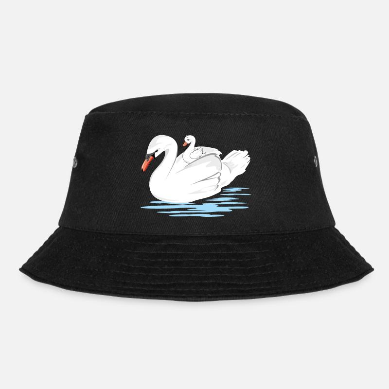 Weiße Schwanenmutter und ihr Baby - Bucket Hat - Schwarz