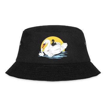 Weiße Schwanenmutter und ihre drei Babys - Bucket Hat - Schwarz - Vorne - Lela (165cm)