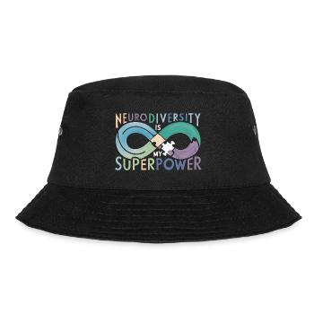 Neurodiversität ist meine Superkraft - Bucket Hat - Schwarz - Vorne - Lela (165cm)