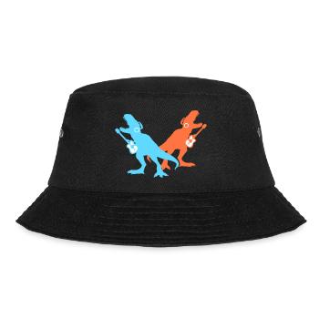 2 T-Rex Dinos Zwei Dinosaurier Gitarre Musik Team - Bucket Hat - Schwarz - Vorne - Lela (165cm)