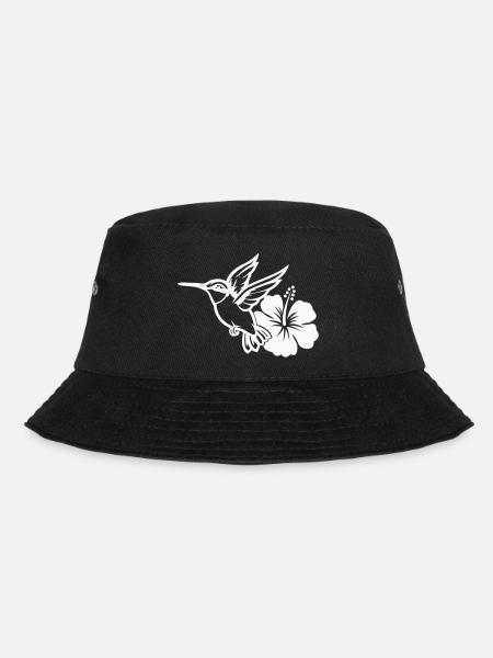 Kolibri Vogel Hibiskus Blume - Bucket Hat - Schwarz