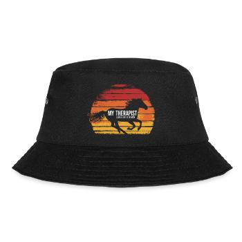 Mein Therapeut lebt im Stall - Bucket Hat - Schwarz - Vorne - Lela (165cm)