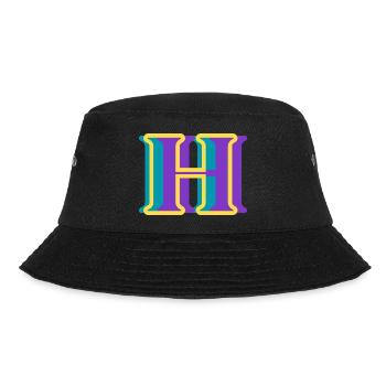 Mehrfarbiger Buchstabe h – originelle Geschenkidee - Bucket Hat - Schwarz - Vorne - Lela (165cm)