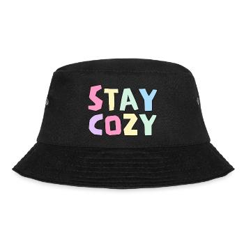 Funny Stay Cozy, Humor Winter Season Lovers - Bucket Hat - black - Front - Lela (165cm)