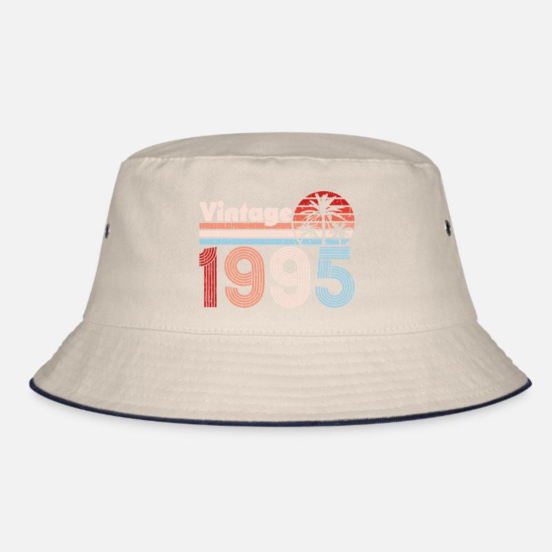 Vintage 1995 Palm Trees Retro Birthday Bucket Hat