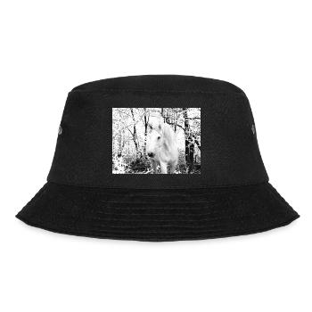 weißes Pferd im Winterwald - Bucket Hat - Schwarz - Vorne - Lela (165cm)