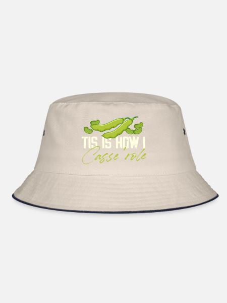 Funny Casserole Bean Design - Bucket Hat - ecru/navy - Front