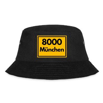 Place sign - then Retro urban Zip Code 8000 Munich - Bucket Hat - black - Front - Lela (165cm)