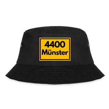 Ortsschild - damals Retro alte PLZ 4400 MÜNSTER - Bucket Hat - Schwarz - Vorne - Lela (165cm)