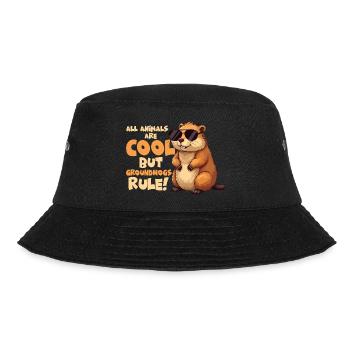 All Animals Are Cool But Groundhogs Rule! - Bucket Hat - Schwarz - Vorne - Lela (165cm)