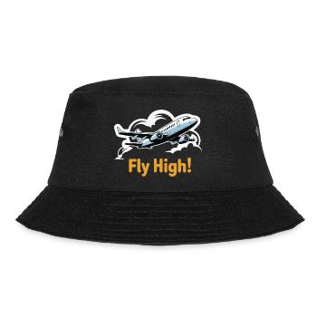 Jet in Sky Illustration Fly High - Bucket Hat - black - Front - Lela (165cm)