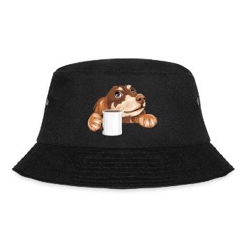 Dreaming dachshund peeking out with a cup - Bucket Hat - black - Front - Lela (165cm)