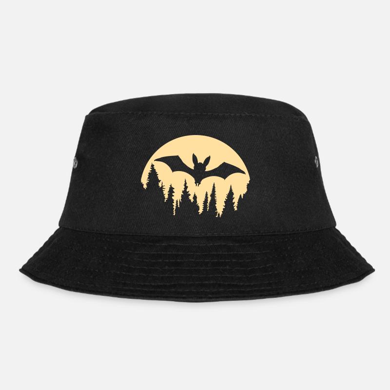 Fledermaus Silhouette cool Mond Wald Halloween Fun - Bucket Hat - Schwarz
