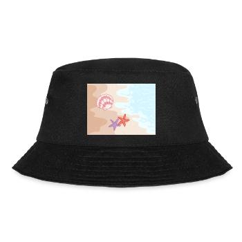Sommerstrand Seesterne und Muscheln - Bucket Hat - Schwarz - Vorne - Lela (165cm)