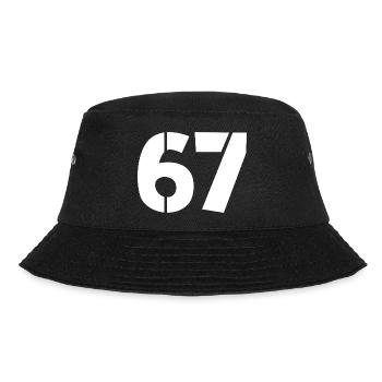 Fun 67 Zahl 6-7 6 7 Sechs Sieben - Bucket Hat - Schwarz - Vorne - Lela (165cm)