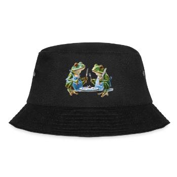 Two frog cooks at dinner - Bucket Hat - black - Front - Lela (165cm)